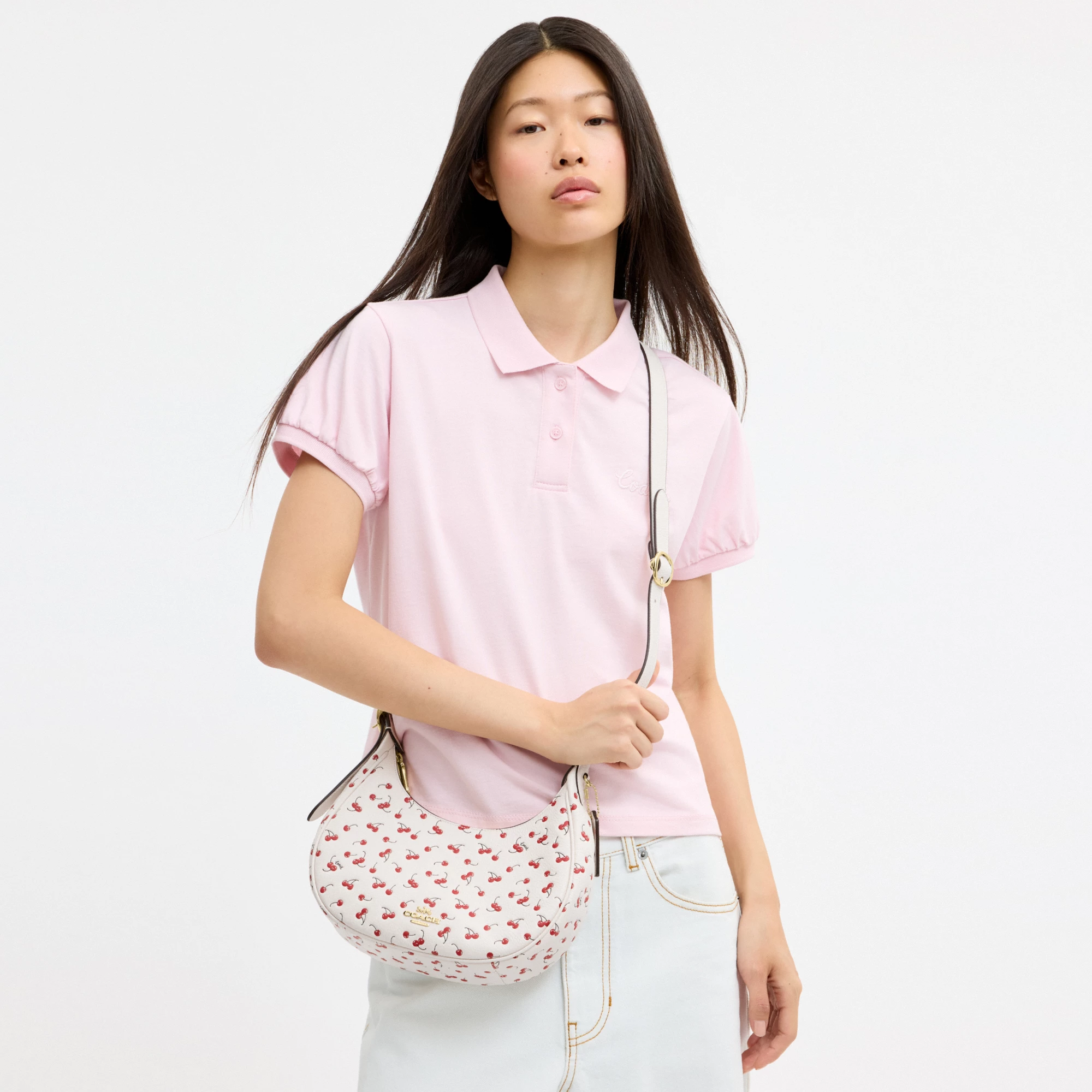 COACH®,Emily Shoulder Bag With Cherry Print,