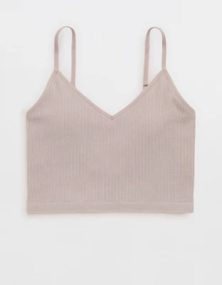 Superchill Seamless Rib Padded Bra Top - Pebble