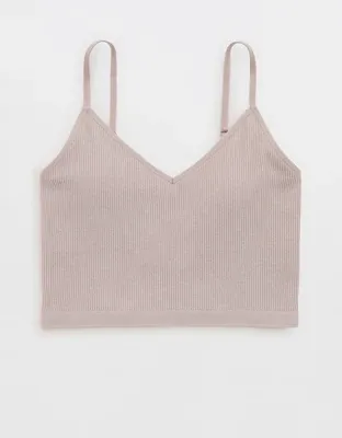 Superchill Seamless Rib Padded Bra Top - Pebble