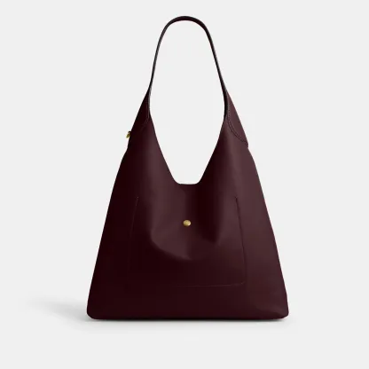 COACH®,Brooklyn Shoulder Bag 39,Hobo,Logo,Word Embellishment,Embossed,Casual,Maroon,Back View