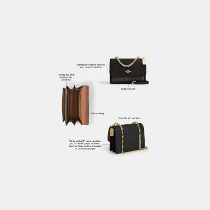 COACH®,Klare Crossbody Bag In Signature Canvas,Crossbody,Chain Detail,Pattern,Day Party,Black