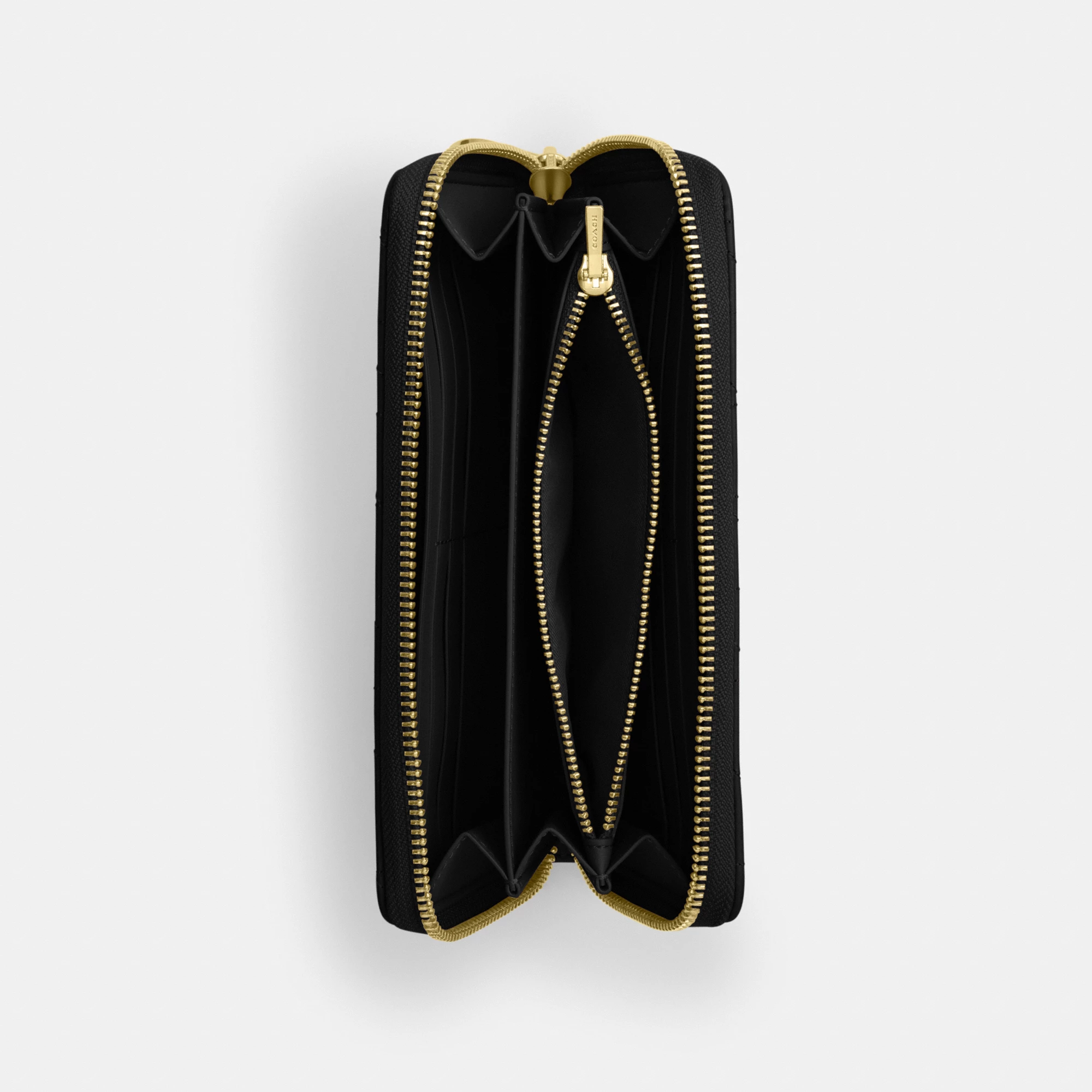 COACH®,Long Zip Around Wallet With Quilting,Black,Inside View,Top View