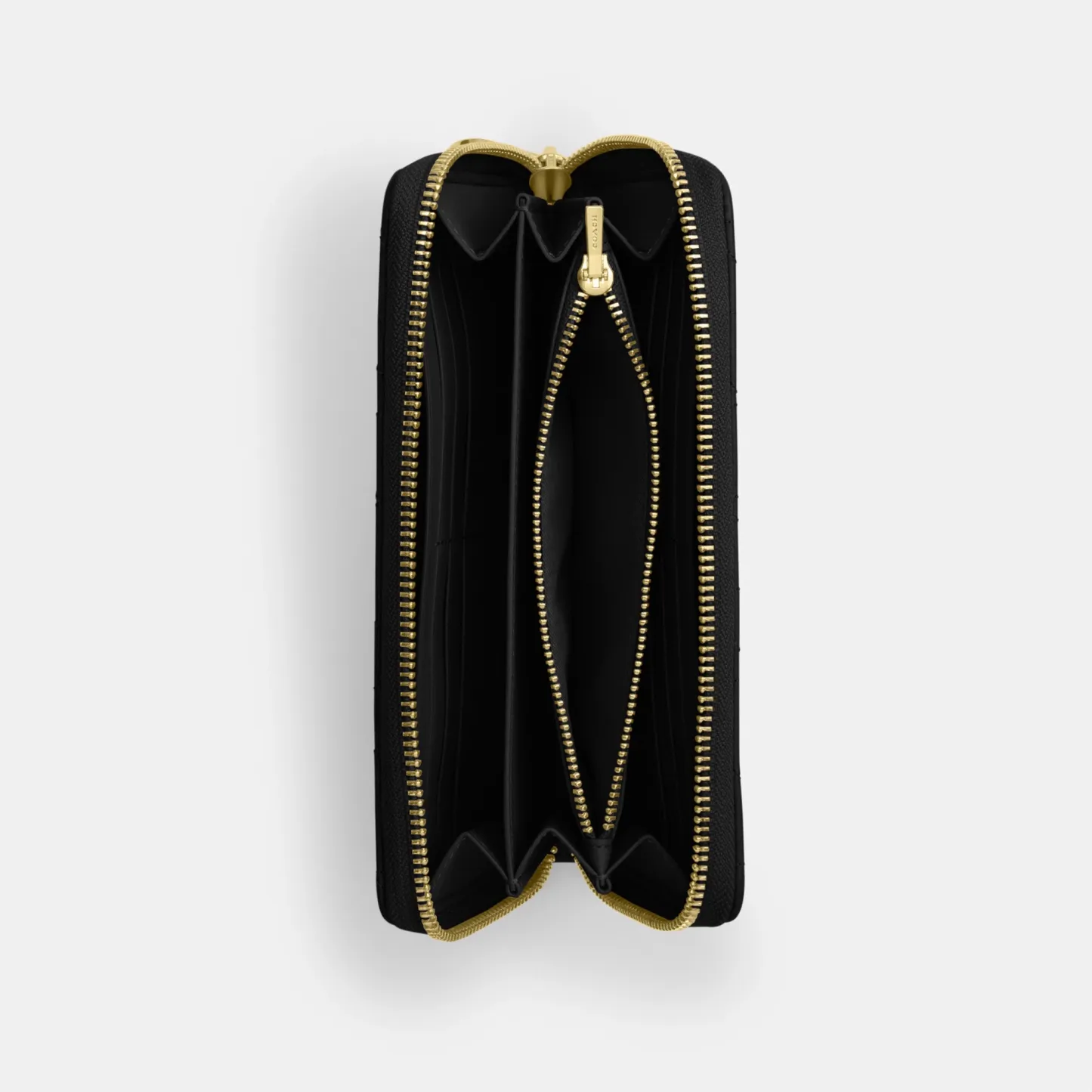 COACH®,Long Zip Around Wallet With Quilting,Black,Inside View,Top View