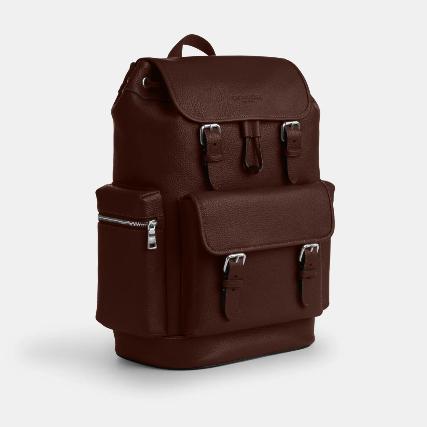 COACH®,Sprint Backpack,Recycled Polyester,Leather,Backpack,Logo,Adjustable,Padded Back Panel,Sustainable,Suitcase Sleeve,S...,Brown,Angle View
