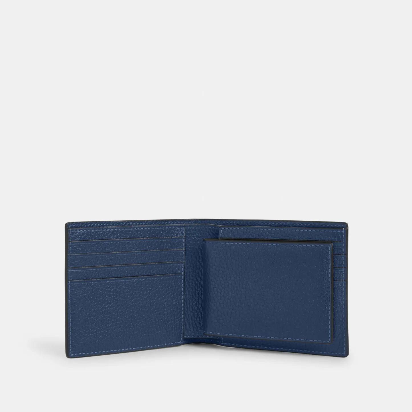 COACH®,3-In-1 Wallet,Leather,Bi Fold,Casual, Father's Day,Navy,Inside View,Top View