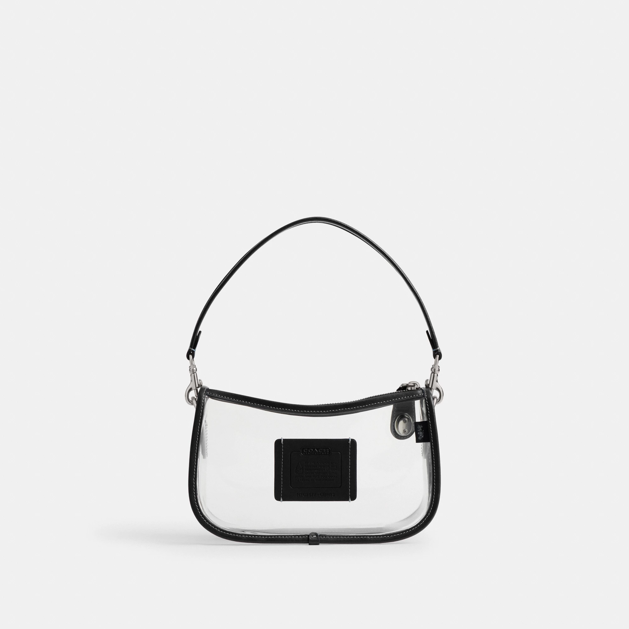 COACH®,Stadium Swinger Bag,Leather,Shoulder Bag,Sheer,Piping,Applique,Casual,White,Back View