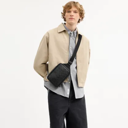 COACH®,Ray Pack In Signature Canvas,Black,Detail View
