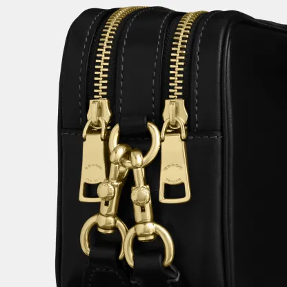 COACH®,Mini Carey Crossbody Bag,Leather,Recycled Polyester,Crossbody,Logo,Metal,Casual,Black,Closer View