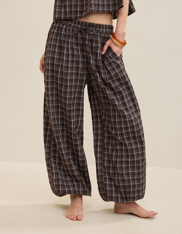 Aerie Seersucker Balloon Pant - Deep Earth