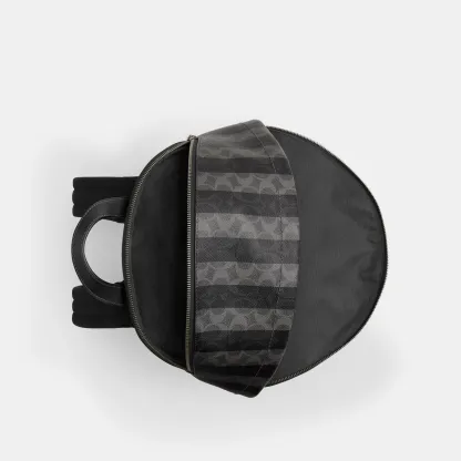 COACH®,Taylor Backpack In Signature Canvas With Stripes,Black,Inside View,Top View