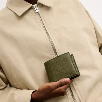 COACH®,3-In-1 Wallet,Leather,Bi Fold,Casual, Father's Day,Olive,Detail View