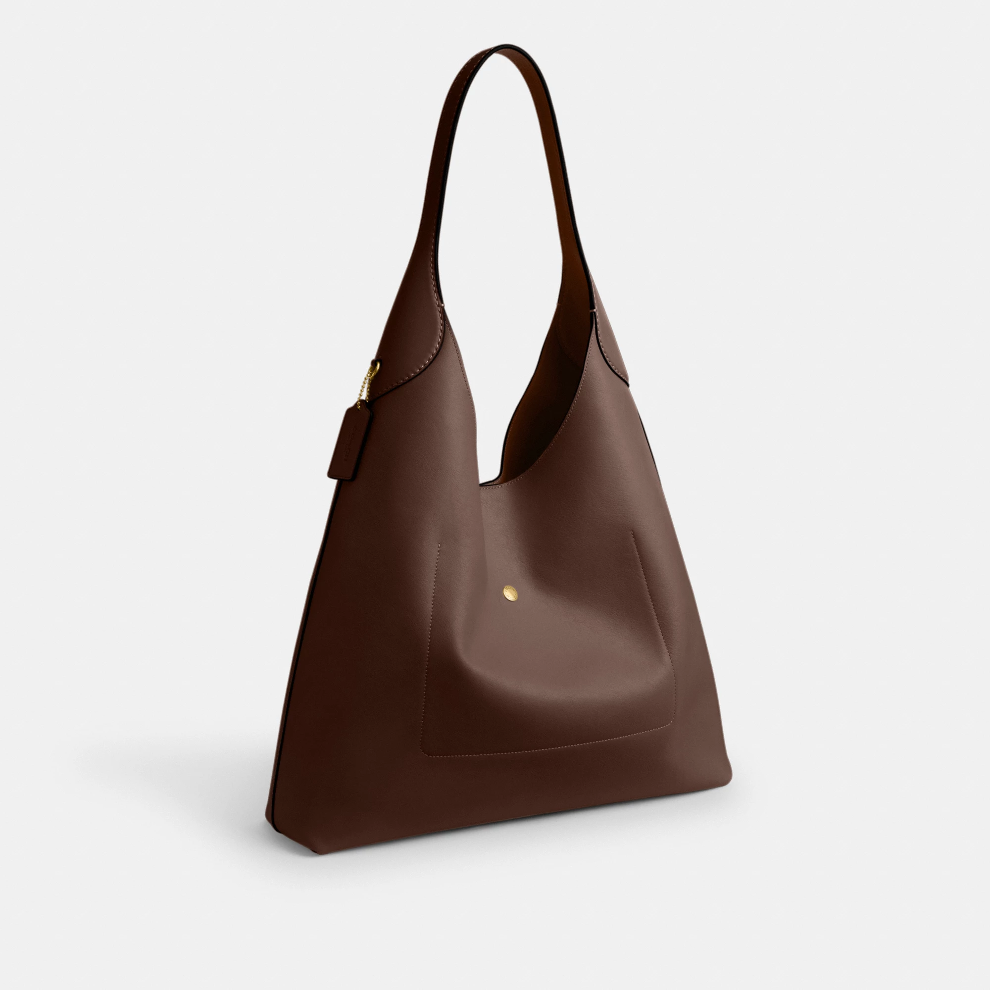 COACH®,Brooklyn Shoulder Bag 39,Hobo,Logo,Word Embellishment,Embossed,Casual,Brown,Angle View