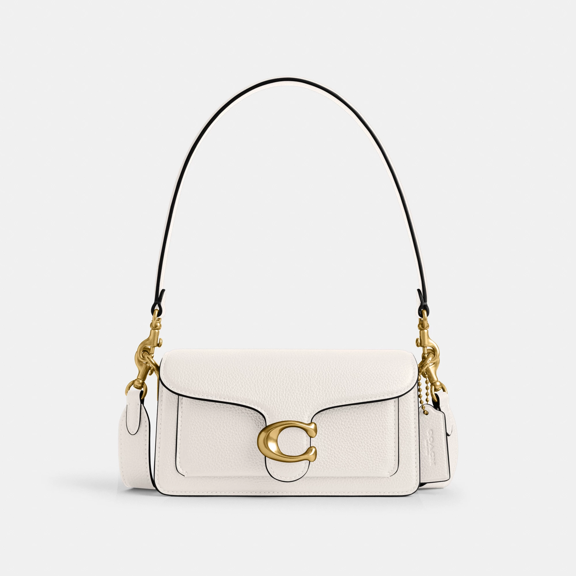 COACH®,Tabby Shoulder Bag 20,Leather,Shoulder Bag,Embossed,Metal,Logo,Day Party,White,Front View