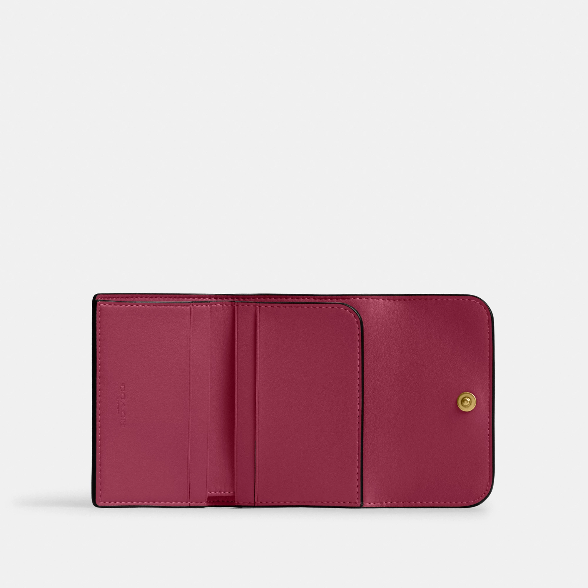 COACH®,Essential Card Holder Wallet,Leather,Calfskin Leather,Card Case,Bi Fold,Logo,Metal,Casual,,Inside View,Top View