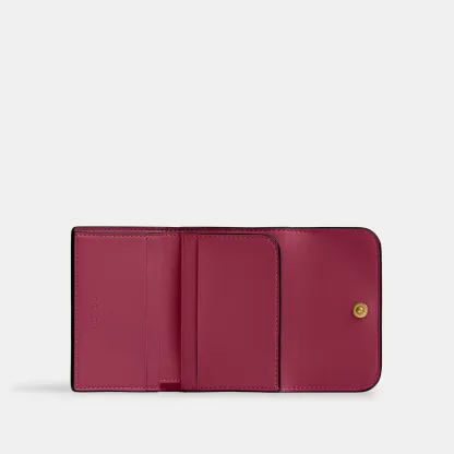 COACH®,Essential Card Holder Wallet,Leather,Calfskin Leather,Card Case,Bi Fold,Logo,Metal,Casual,,Inside View,Top View