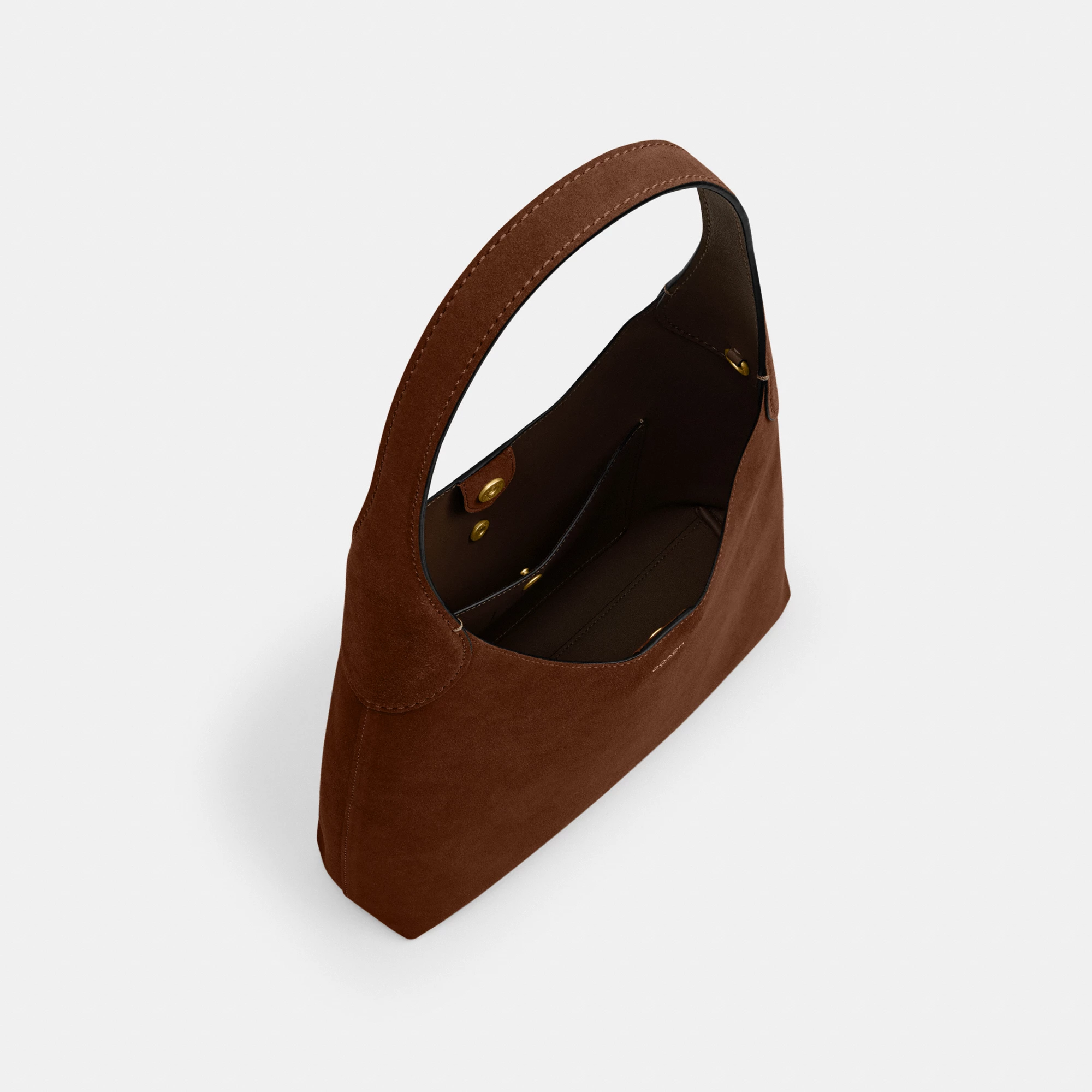 COACH®,Brooklyn Shoulder Bag 28,Suede,Leather,Hobo,Logo,Casual,Brown,Inside View,Top View