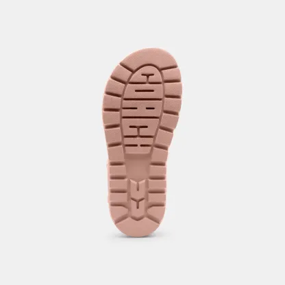 COACH®,Brynn Sandal In Signature Canvas,Cotton,Synthetic,Sandals,Fabric,Logo,Padded Insole,Sustainable,Casual,Pink,Outsole View