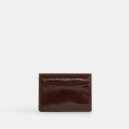 COACH®,Card Case With Charms,Leather,Card Case,Logo,Silver Metal,Casual, Father's Day,Brown,Back View