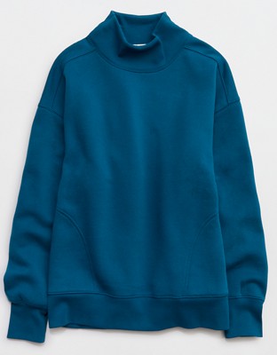 OFFLINE By Aerie Cloud Fleece Oversized Mockneck Sweatshirt - Twilight Blue