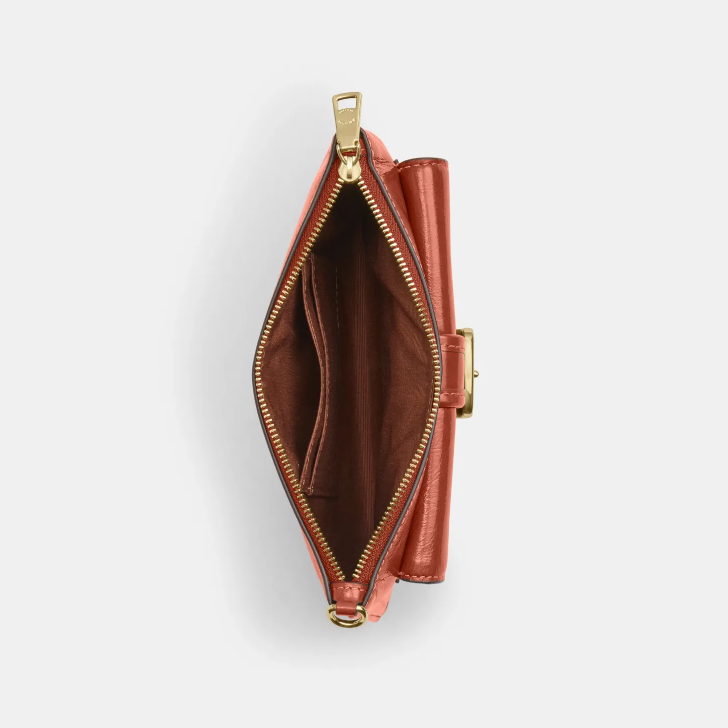 COACH®,Ashton Wristlet,Leather,Recycled Polyester,Pouch,Wristlet,Casual,Brown,Inside View,Top View