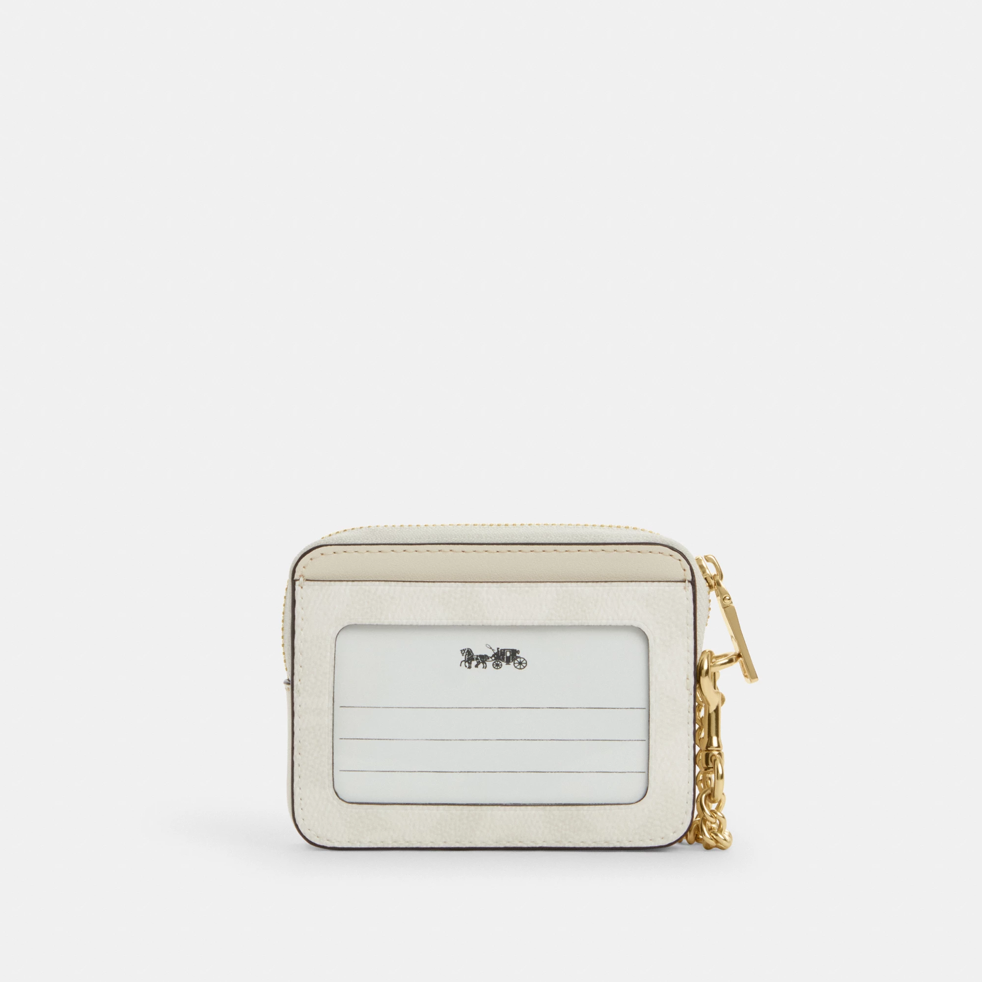 COACH®,Zip Card Case In Signature Canvas,Card Case,Color Block,Sustainable,Casual,White,Back View