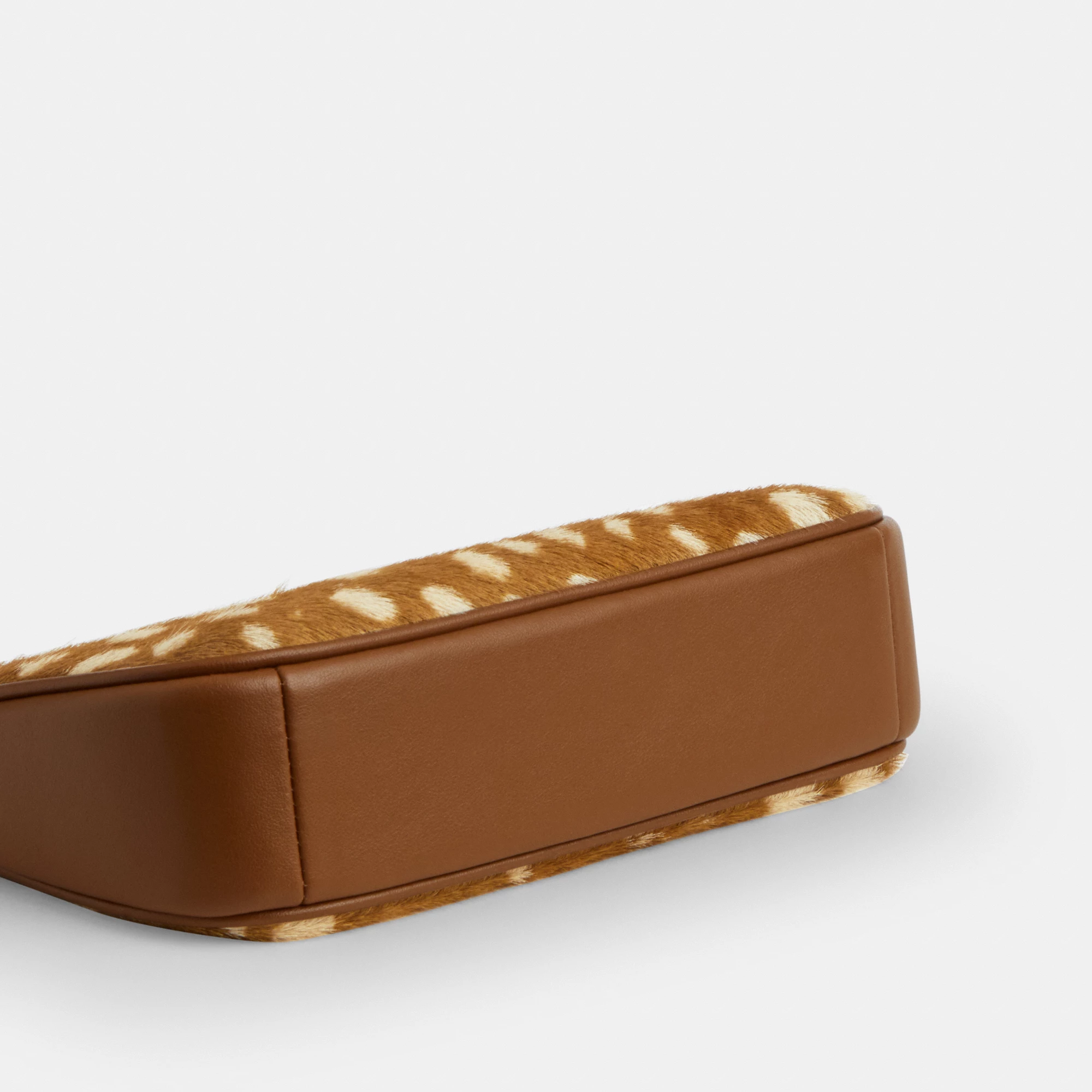 COACH®,Nolita 19 With Deer Print,Recycled Polyester,Calf Hair,Leather,Pouch,Metal Material,Lined,Sustainable,Gold Metal,Ca...,Brown,Outsole View