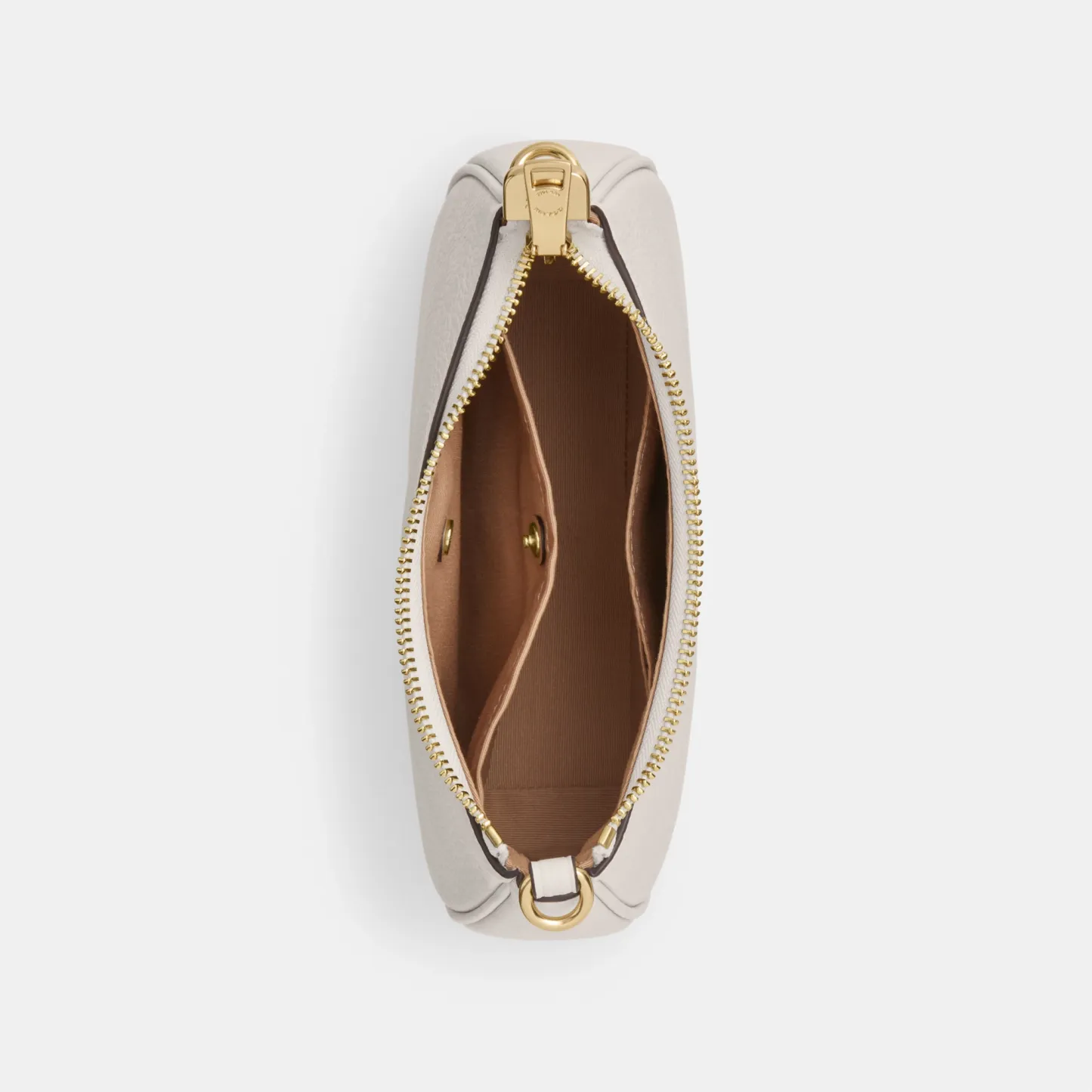 COACH®,Teri Mini Crossbody Bag,Leather,Recycled Polyester,Crossbody,Logo,Adjustable,Compact,Gold Metal,Casual,White,Inside View,Top View