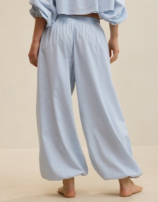 Aerie Seersucker Balloon Pant - Monaco Blue