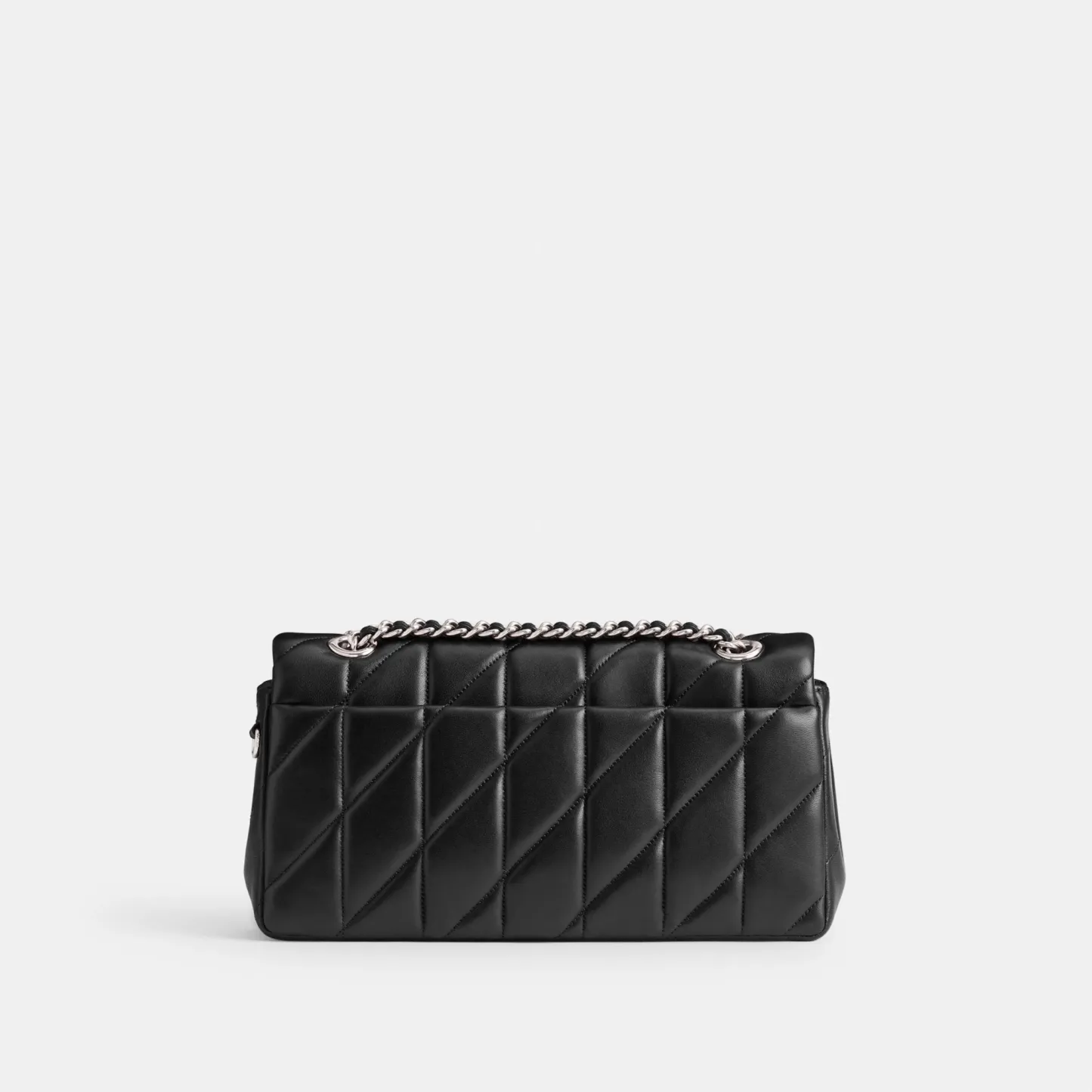 COACH®,Tabby Shoulder Bag 26 With Pillow Quilting,Leather,Shoulder Bag,Metal,Logo,Shoulder Guard,Silver Metal,Day Party,Black,Back View