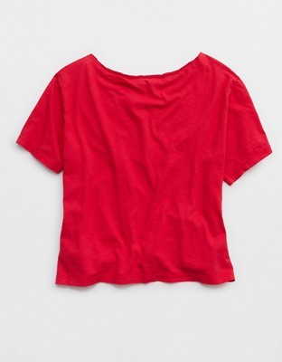 Aerie Off-The-Shoulder Relaxed T-Shirt - Chilly Red