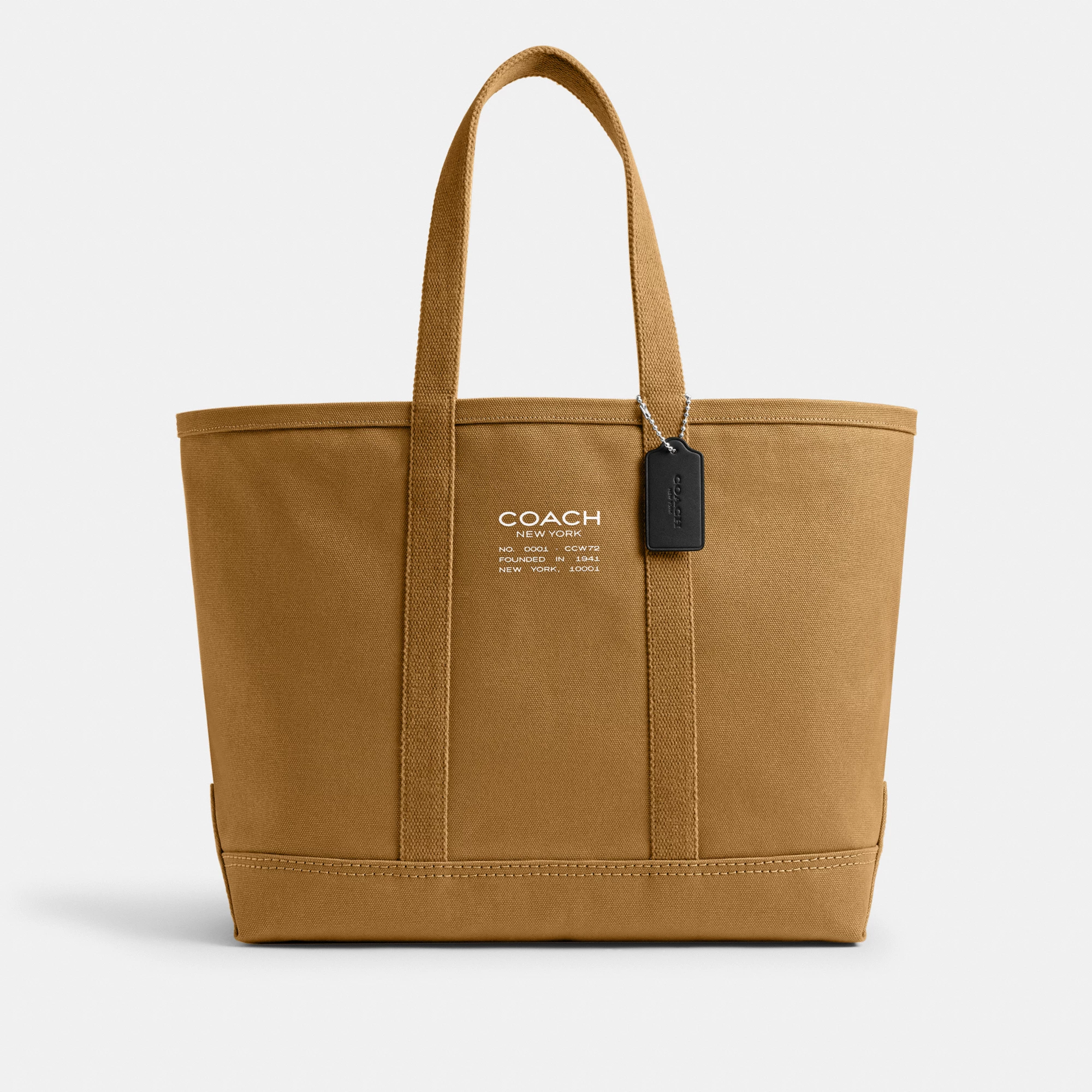 COACH®,Utility Tote,Canvas,Leather,Tote,Word Embellishment,Logo,Sustainable,Casual,Brown,Front View