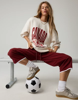 FWC26™ OFFLINE By Aerie Cloud Fleece Oversized Crewneck Sweatshirt - Deep Ruby