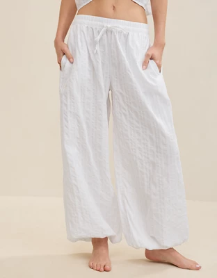 Aerie Seersucker Balloon Pant - White