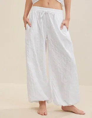 Aerie Seersucker Balloon Pant - White