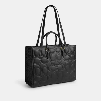 Maggie Tote Bag In Signature Leather - IMBLK - view 4