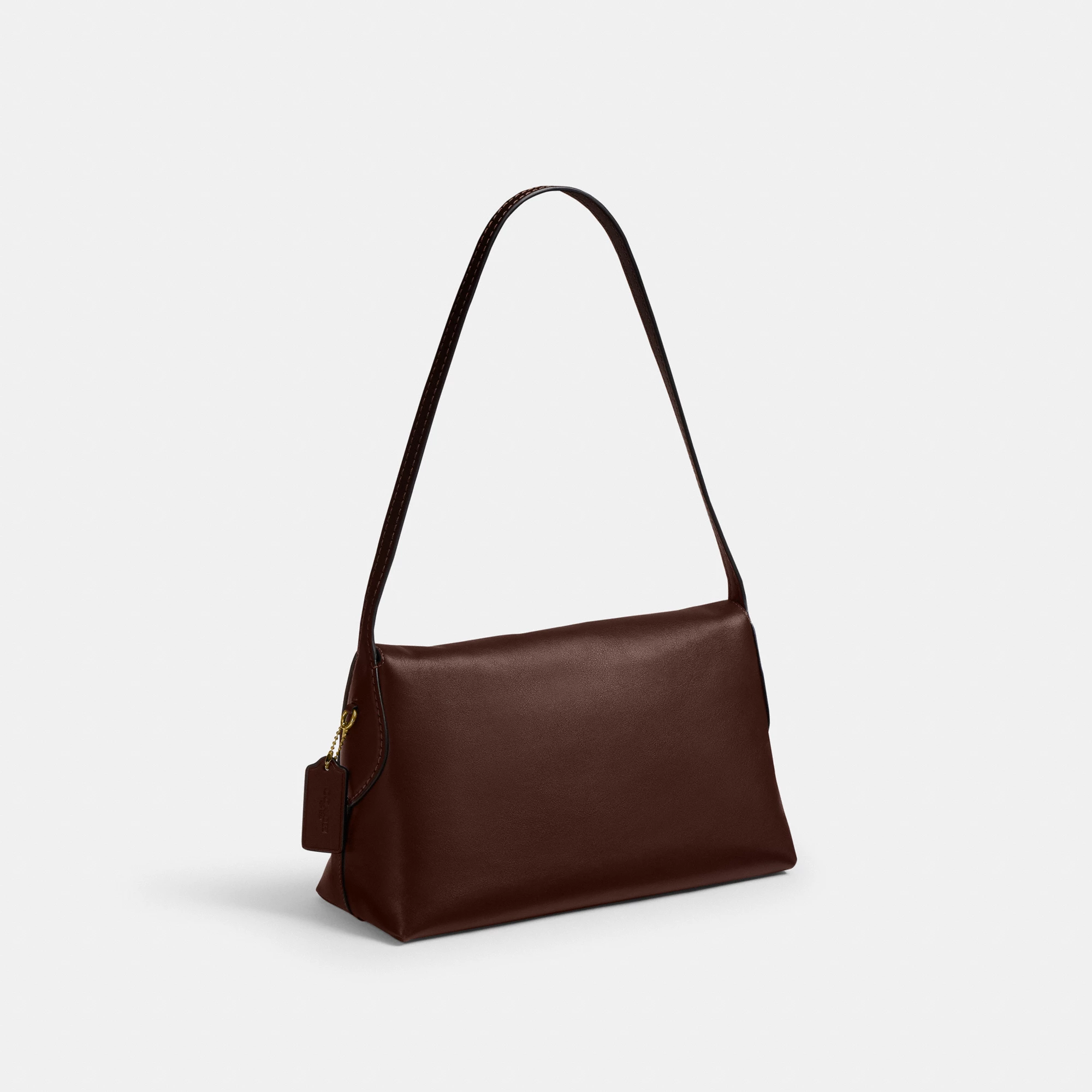 COACH®,Chelsea Shoulder Bag 30,Suede,Leather,Shoulder Bag,3D Embellishment,Metal,Pendant,Lined,Brass,Casual,Brown,Angle View