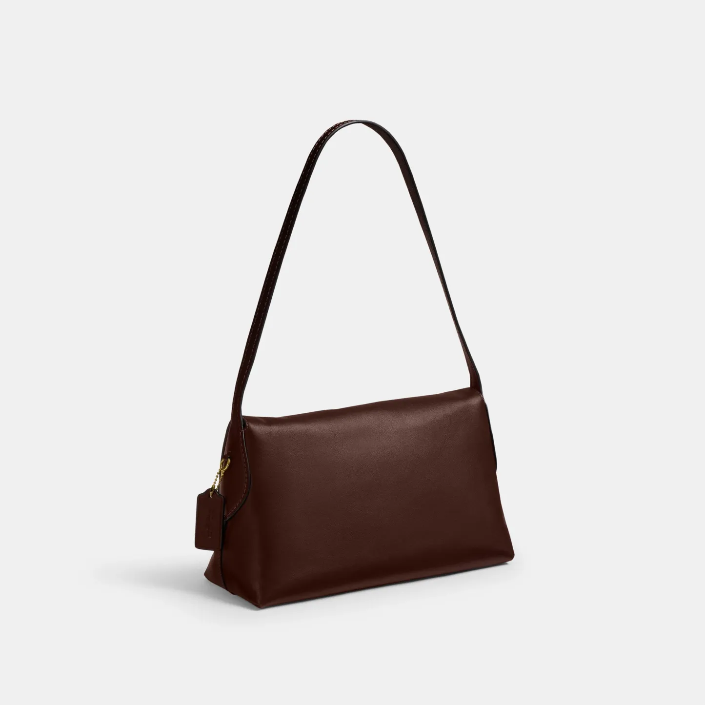 COACH®,Chelsea Shoulder Bag 30,Suede,Leather,Shoulder Bag,3D Embellishment,Metal,Pendant,Lined,Brass,Casual,Brown,Angle View