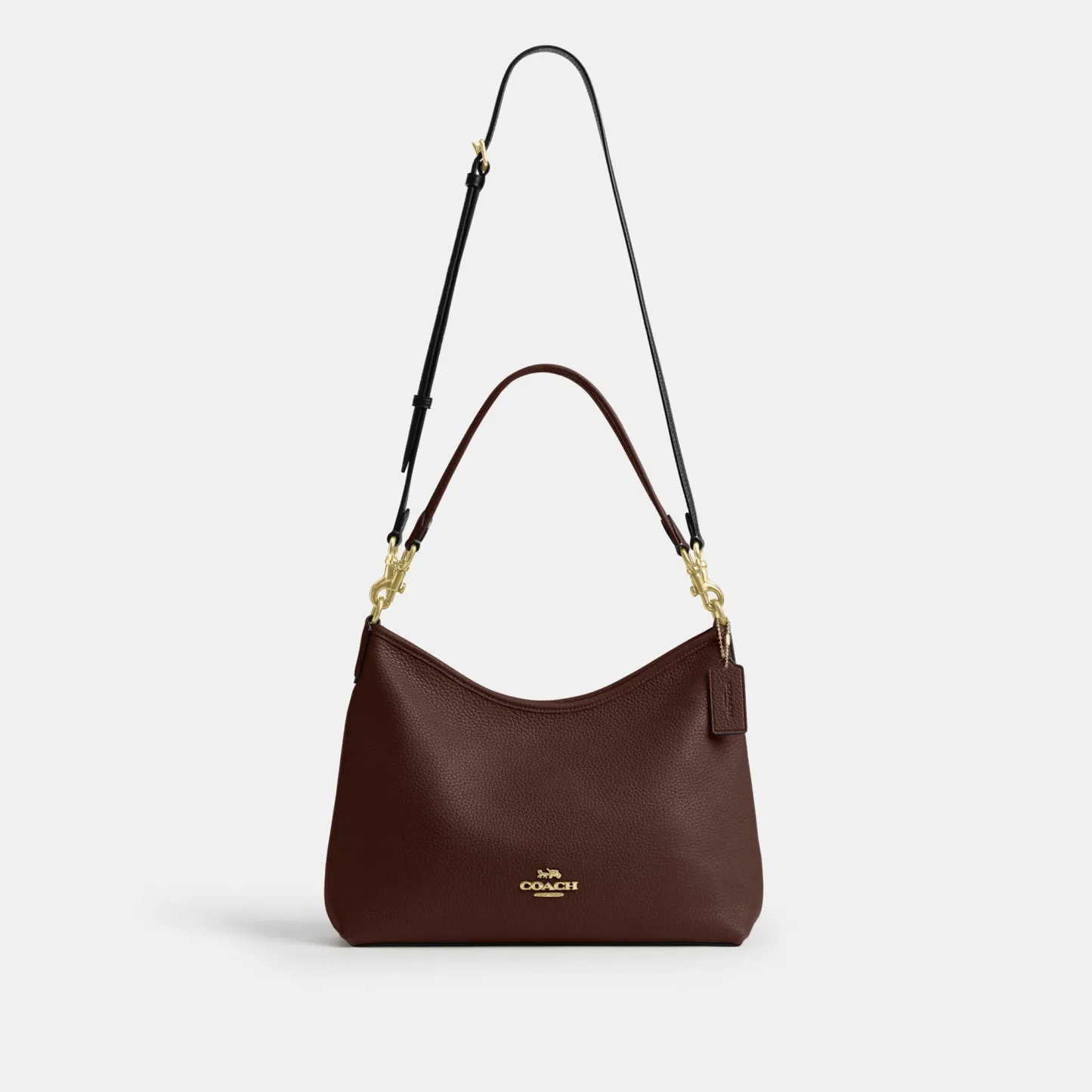 COACH®,Laurel Shoulder Bag,Leather,Hobo,Logo,Gold Metal,Casual,Brown