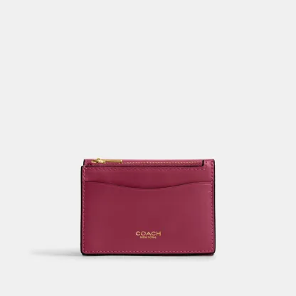 COACH®,Essential Card Holder Wallet,Leather,Calfskin Leather,Card Case,Bi Fold,Logo,Metal,Casual,,Back View