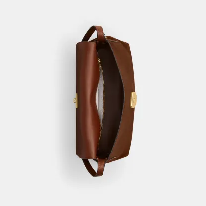 COACH®,Chelsea Shoulder Bag 30,Suede,Leather,Shoulder Bag,Brass,Casual,Brown,Inside View,Top View
