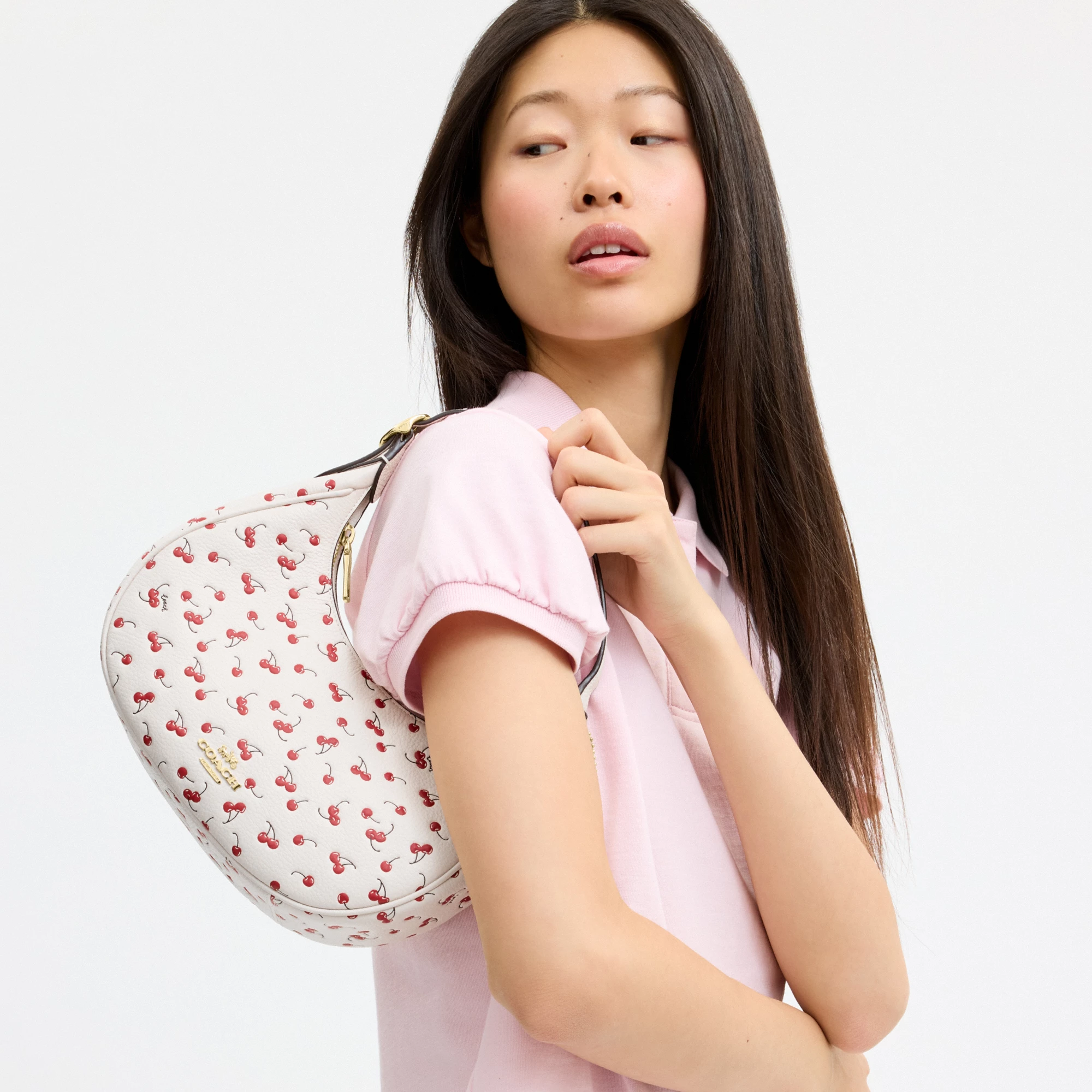 COACH®,Emily Shoulder Bag With Cherry Print,,Detail View