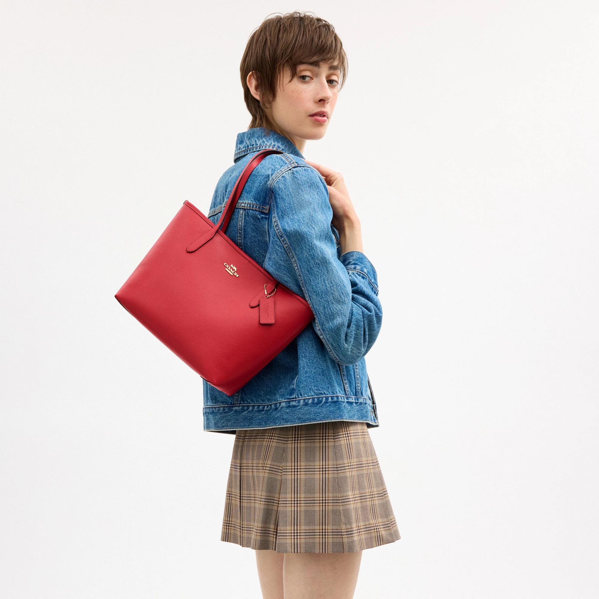 COACH®,Medium City Tote Bag,Red,Detail View