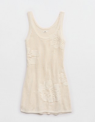 Aerie Floral Crochet Dress - Natural