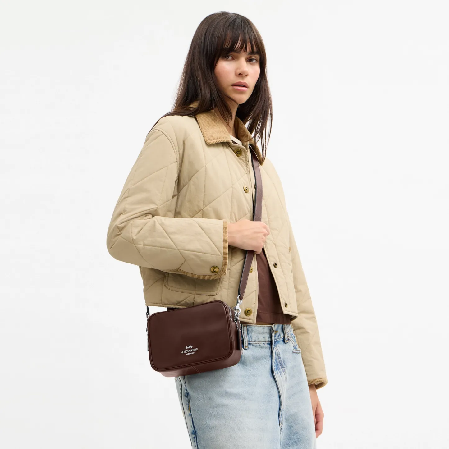 COACH®,Mini Carey Crossbody Bag,Leather,Recycled Polyester,Crossbody,Logo,Metal,Casual,Brown