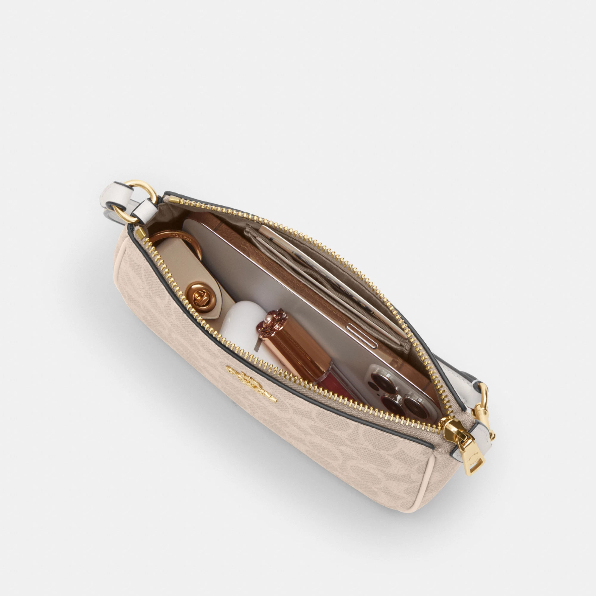 COACH®,Nolita 19 In Signature Canvas,Canvas,Shoulder Bag,Metal,Casual,Beige,Inside View,Top View