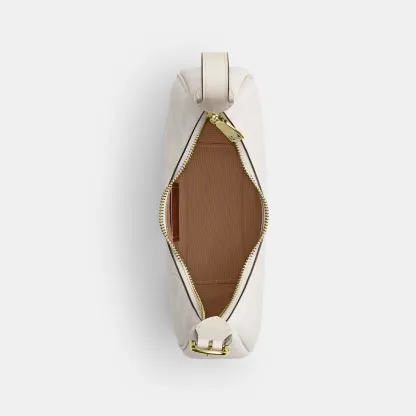 COACH®,Emily Shoulder Bag In Signature Canvas,Leather,Recycled Polyester,Canvas,Shoulder Bag,Metal,Pendant,Piping,Logo,Sus...,White,Inside View,Top View