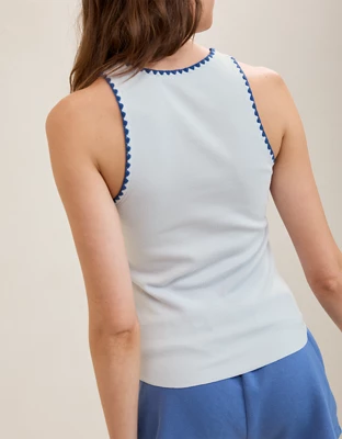 Aerie High Neck Tank Top - Misty Sky