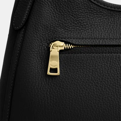 COACH®,Erin Shoulder Bag,Leather,Shoulder Bag,Logo,Gold Metal,Casual,Black,Closer View