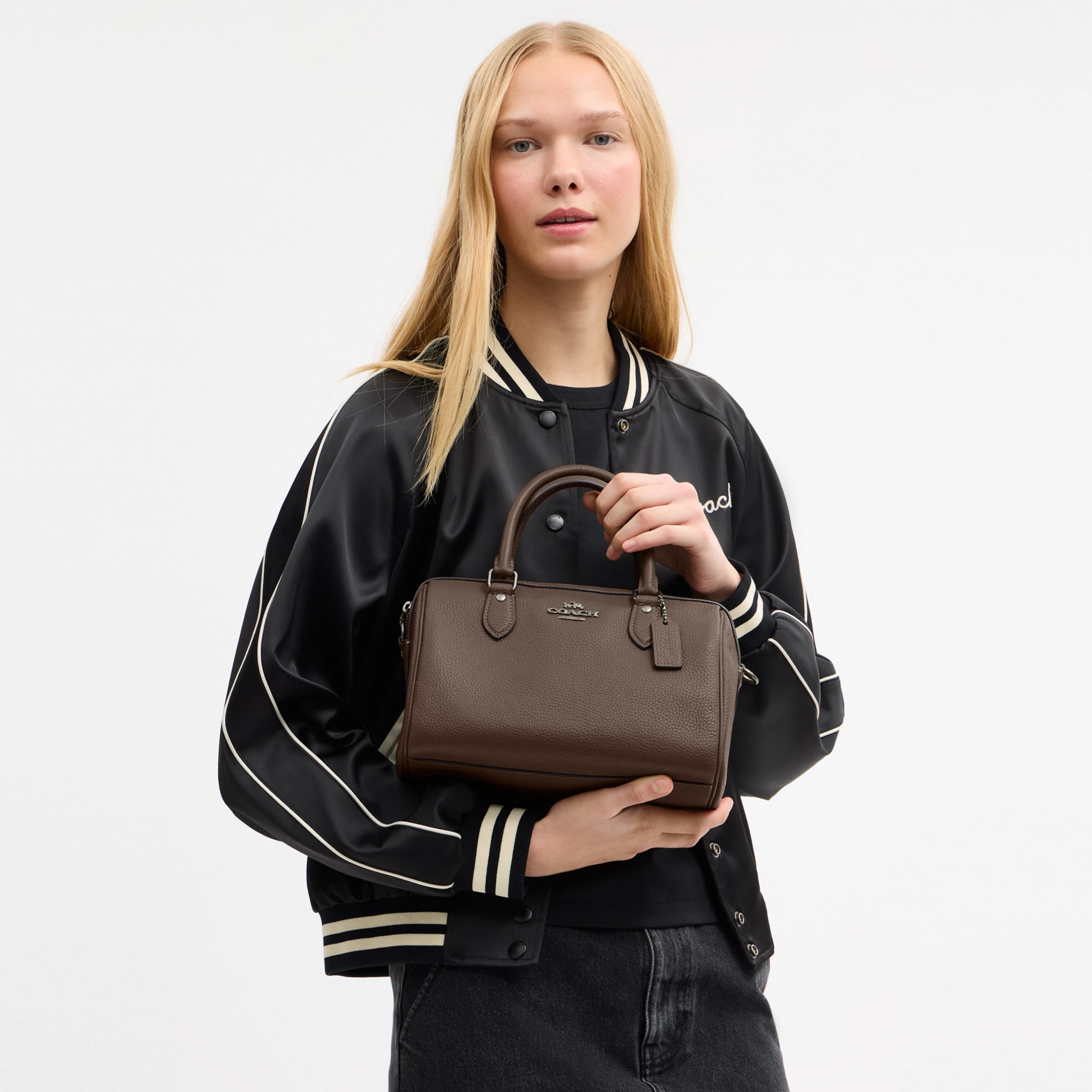 COACH®,Rowan Satchel Bag,Satchel,Logo,Casual,Work,Brown,Detail View