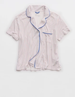 Aerie Real Soft® Short Sleeve Pajama Shirt - Cobalt Jewel